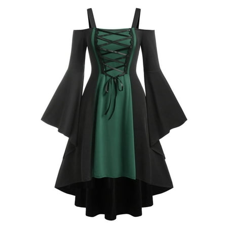 Womens Medieval Costume Cold Shoulder Gothic Dress Bell Sleeve Punk High Low Dress Halloween Cosplay Party Dresses
Womens Medieval Costume Cold Shoulder Gothic Dress Bell Sleeve Punk High Low Dress Halloween Cosplay Party Dresses