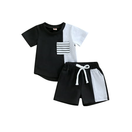 Toddler Baby Boy Summer Outfit Short Sleeve Pocket O Neck Contrast Color T Shirt Drawstring Shorts
Toddler Baby Boy Summer Outfit Short Sleeve Pocket O Neck Contrast Color T Shirt Drawstring Shorts
