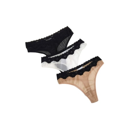 MJB mesh thong panties with lace trim 3 pk