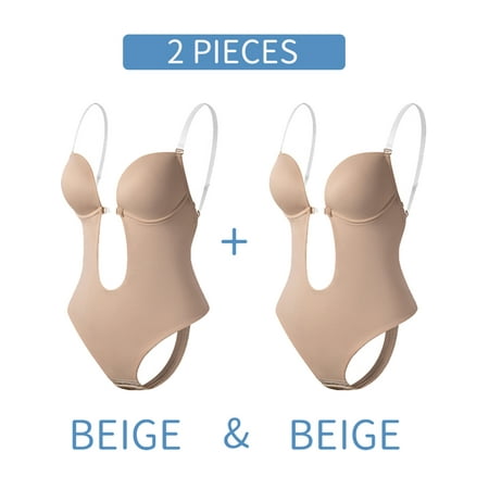 SHAPERIN Women s Backless Bodysuits U Plunge Seamless Thong Full Bodysuits