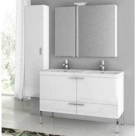 ACF by Nameeks ACF ANS29-GW New Space 47-in. Double Bathroom Vanity Set - Glossy White