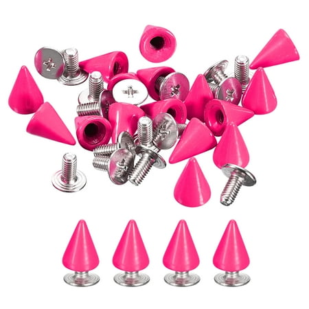50 Sets Cone Spikes Studs 7x10mm Studs and Spike Screw Back Rivet Rose Red