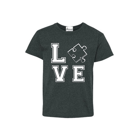 Love Puzzle Piece White Youth's T-Shirt Autism Awareness Shirts