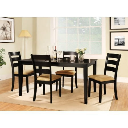 Homelegance Tibalt 5 Piece Rectangle Black Dining Table Set - 60 in. with Ladder Back Chairs
