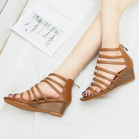PEASKJP Wedges Sandals for Women Ladies Bohemian Summer Leather Wedeges Slope Heel Comfort Sandals Cross Strappy Sandals Brown 8.5
PEASKJP Wedges Sandals for Women Ladies Bohemian Summer Leather Wedeges Slope Heel Comfort Sandals Cross Strappy Sandals Brown 8.5
