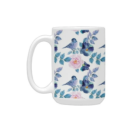 Floral Watercolor Flower Petals and Bird Summer Spring Themed Artwork Light Pink Indigo Petrol Blue Ceramic Mug (15 OZ) (Made In USA)
Floral Watercolor Flower Petals and Bird Summer Spring Themed Artwork Light Pink Indigo Petrol Blue Ceramic Mug (15 OZ) (Made In USA)