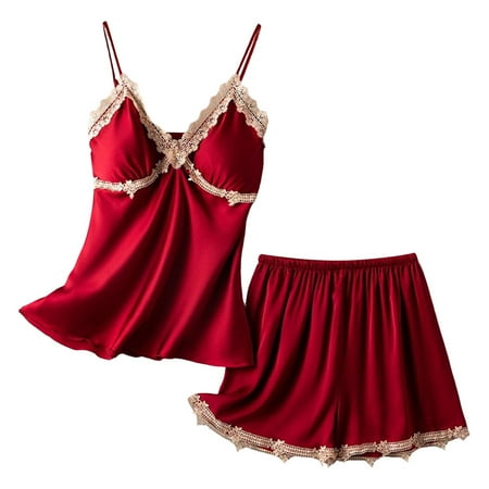 Women s Sleepwear Women Summer Casual Home Solid Color Lace Stitching Strap Pajamas Set With Chest Pad Pajamas For Women
Women s Sleepwear Women Summer Casual Home Solid Color Lace Stitching Strap Pajamas Set With Chest Pad Pajamas For Women