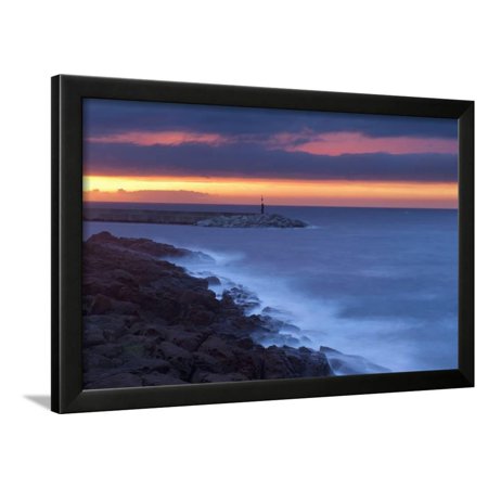 Sea at Sunset, Castelsardo, Sardinia, Italy Framed Print Wall Art By Guido Cozzi