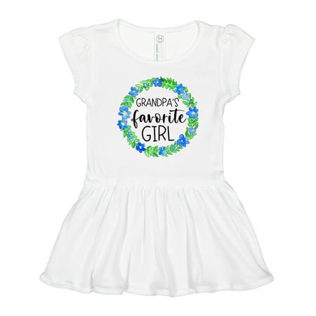 Inktastic Grandpa s Favorite Girl Blue Flower Wreath Gift Toddler Girl Dress