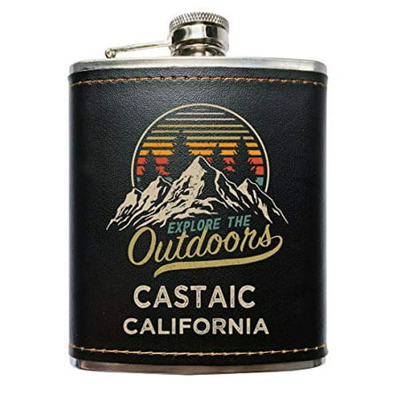 Castaic California Explore the Outdoors Souvenir Black Leather Wrapped Stainless Steel 7 oz Flask
Castaic California Explore the Outdoors Souvenir Black Leather Wrapped Stainless Steel 7 oz Flask