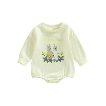 Sunisery Newborn Infant Baby Girl Easter Outfit Long Sleeve Bunny Oversized Sweatshirt Bubble Romper Top Clothes Light Yellow 12-18 Months
Sunisery Newborn Infant Baby Girl Easter Outfit Long Sleeve Bunny Oversized Sweatshirt Bubble Romper Top Clothes Light Yellow 12-18 Months