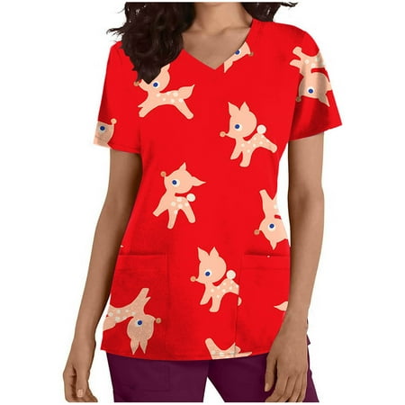 Odeerbi Reduced Christmas Scrub Tops for Women Short Sleeve V-neck Nursing Uniform Printed Pockets Blouse Khaki
Odeerbi Reduced Christmas Scrub Tops for Women Short Sleeve V-neck Nursing Uniform Printed Pockets Blouse Khaki