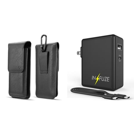 Pouch and Wall Charger Bundle for Orbic Maui+: Vertical Double Belt Holster Case (Black) and 45W Dual USB Port PD Power Delivery Type-C and USB-A Power Adapter
Pouch and Wall Charger Bundle for Orbic Maui+: Vertical Double Belt Holster Case (Black) and 45W Dual USB Port PD Power Delivery Type-C and USB-A Power Adapter