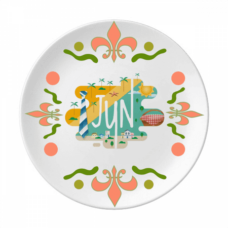 June Month Season Illustration Flower Ceramics Plate Tableware Dinner Dish