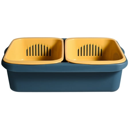 Double-layer Vegetable Basket Plastic Draining Basket Fruit Vegetable Strainer Kitchen Fruit Storage Basket for Home (Yellow Blu
Double-layer Vegetable Basket Plastic Draining Basket Fruit Vegetable Strainer Kitchen Fruit Storage Basket for Home (Yellow Blu