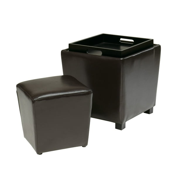 Eco Leather Storage Ottoman, Multiple Colors