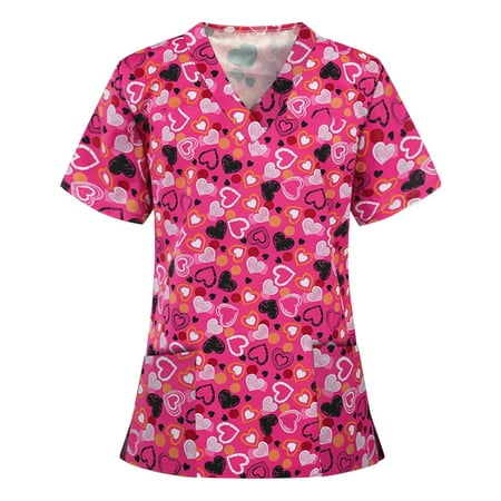 S LUKKC LUKKC Valentine s Day Scrub Tops for Womens Plus Size Medical Working Uniforms Loose Casual Short Sleeve V Neck Heart Print Professional Blouse Nursing Workwear with Pockets
S LUKKC LUKKC Valentine s Day Scrub Tops for Womens Plus Size Medical Working Uniforms Loose Casual Short Sleeve V Neck Heart Print Professional Blouse Nursing Workwear with Pockets