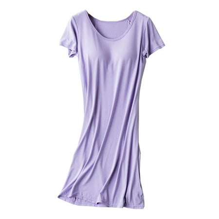 Women Short Sleeve Nightdress Summer Pajamas Ladies Nightdress With Chest Pad Purple L
Women Short Sleeve Nightdress Summer Pajamas Ladies Nightdress With Chest Pad Purple L