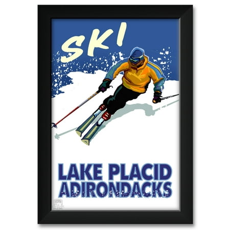 Lake Placid New York Downhill Modern Man Framed Art Print by Paul A. Lanquist. Print Size: 12" x 18" Framed Art Size: 14" x 20"