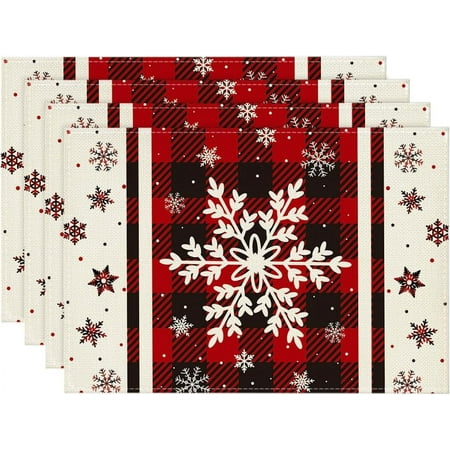 Touchbetter Buffalo Plaid Snowflakes Winter Placemats Set of 4 12x18 Inch Christmas Table Mats for Party Kitchen Dining Decoration
Touchbetter Buffalo Plaid Snowflakes Winter Placemats Set of 4 12x18 Inch Christmas Table Mats for Party Kitchen Dining Decoration