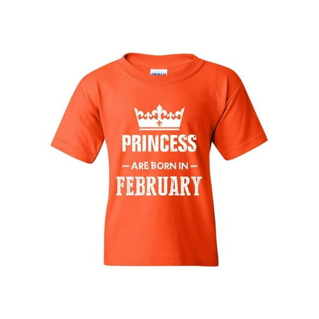 Birthday Gift Princess Are Born in February Unisex Youth Shirts T-Shirt Tee