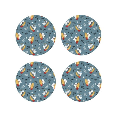 Leather Coasters Set of 4 - Cute Cartoon Surfer Shark Lightweight Non-Slip Drink Coasters for Desk Anti-Scalding Desk Cup Coasters for Office Table Decor Round Shape
Leather Coasters Set of 4 - Cute Cartoon Surfer Shark Lightweight Non-Slip Drink Coasters for Desk Anti-Scalding Desk Cup Coasters for Office Table Decor Round Shape