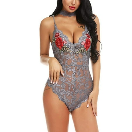 Pxiakgy lingerie for women Women Lace V-neck Bodysuit Teddy Lingerie Jumpsuit Embroidery With Collar Grey + M
Pxiakgy lingerie for women Women Lace V-neck Bodysuit Teddy Lingerie Jumpsuit Embroidery With Collar Grey + M