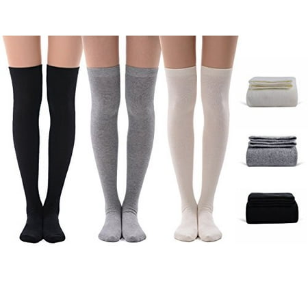 Girls School Uniform Cosplay Socks MEIKAN Gray White Thigh Highs Solid Color Women Gift Black Over Knee High Fashion Socks 3 Pairs (White Grey Black)
Girls School Uniform Cosplay Socks MEIKAN Gray White Thigh Highs Solid Color Women Gift Black Over Knee High Fashion Socks 3 Pairs (White Grey Black)