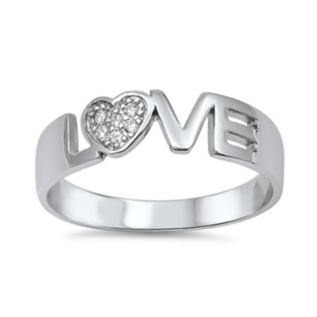 925 Sterling Silver Love Cubic Zirconia Ring
