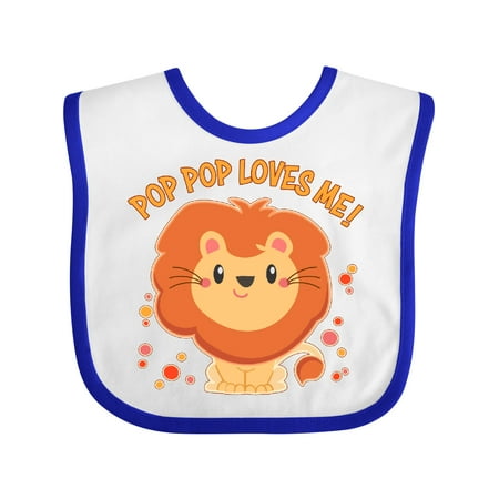 Inktastic Pop Pop Loves Me- Cute Lion Gift Baby Boy or Baby Girl Bib