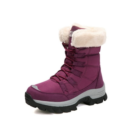 GENILU Ladies Snow Boots Faux Fur Collar Winter Shoes Plush Lined Mid Calf Boot Non Slip Platform Warm Shoe Outdoor Comfort Lace Up Purple 5
GENILU Ladies Snow Boots Faux Fur Collar Winter Shoes Plush Lined Mid Calf Boot Non Slip Platform Warm Shoe Outdoor Comfort Lace Up Purple 5