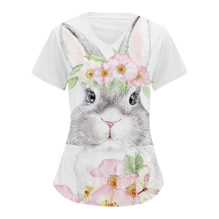 Women Scrub Tops Comfotable Bunny Printing Short Sleeve Holiday Classic Working Uniform Nurses Clothing V-Neck Holiday Cartoon Tshirts Blouse Tops With Pockets Party Clothes
Women Scrub Tops Comfotable Bunny Printing Short Sleeve Holiday Classic Working Uniform Nurses Clothing V-Neck Holiday Cartoon Tshirts Blouse Tops With Pockets Party Clothes