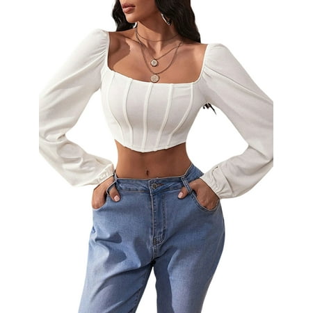 Women s Long Sleeve Crop Tops Square Neck Solid Color Slim Fit Corset Tops T-Shirts Sprinf Summer
Women s Long Sleeve Crop Tops Square Neck Solid Color Slim Fit Corset Tops T-Shirts Sprinf Summer
