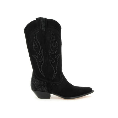 

Sonora suede leather santa fe boots with rhinestones