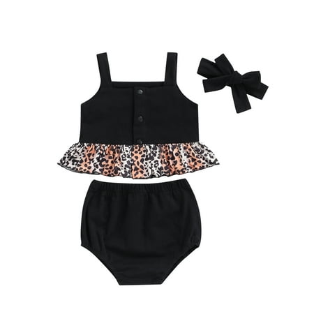 Xingqing Toddler Baby Girls Shorts Set Sleeveless Leopard Print Stitching Hem Vest Solid Shorts Headband Outfits 18-24 Months
Xingqing Toddler Baby Girls Shorts Set Sleeveless Leopard Print Stitching Hem Vest Solid Shorts Headband Outfits 18-24 Months