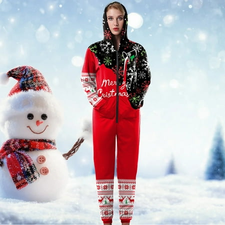 Quealent Womens Jumpsuits Casual Women Fashion Christmas Print Jumpsuit Hooded Pocket Zipper Slim Rompers Jumpsuit Black S
Quealent Womens Jumpsuits Casual Women Fashion Christmas Print Jumpsuit Hooded Pocket Zipper Slim Rompers Jumpsuit Black S