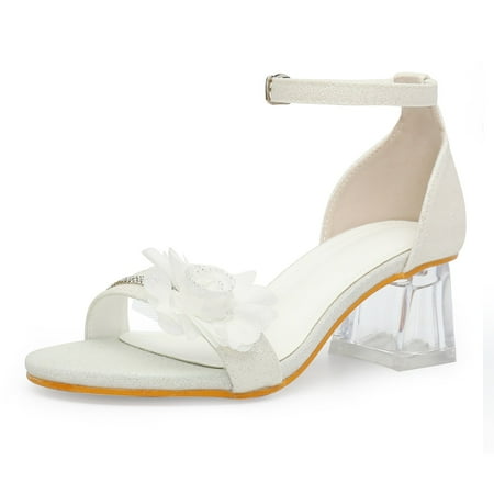 Pmoiste Womens Heel Sandals Cute Flower Clear Heels Summer Dressy Chunky Sandals for Women Wedding Shoes White 9
Pmoiste Womens Heel Sandals Cute Flower Clear Heels Summer Dressy Chunky Sandals for Women Wedding Shoes White 9
