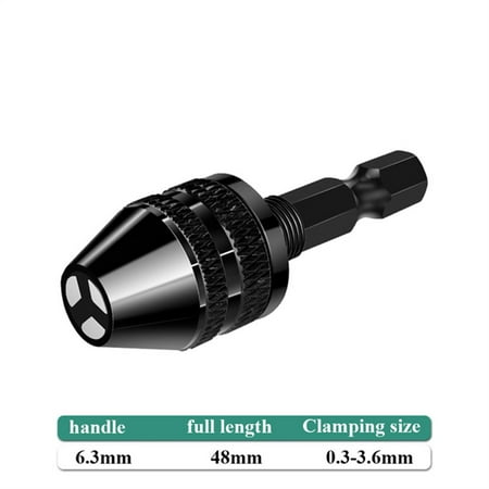 6.35mm Hex Shank Quick Change Keyless Drill Bit Chuck Adapter Converter Tool