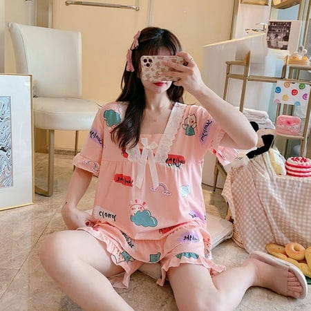 DanceeMangoo Short Sleeve Ladies Pajamas Comfortable Women Summer Pajama Sets Printed Cotton Lace Sleepwear Pyjamas Young Girl Style Clothes
DanceeMangoo Short Sleeve Ladies Pajamas Comfortable Women Summer Pajama Sets Printed Cotton Lace Sleepwear Pyjamas Young Girl Style Clothes