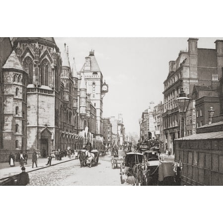 Royal Courts Of Justice Aka Law Courts London England In The Late 19Th Century From London Historic And Social Published 1902 Stretched Canvas - Ken Welsh Design Pics (19 x 12)