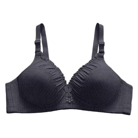 CLZOUD Comfy Bras for Women Comfortable Large Size No Steel Ring Underwear Gathering Comfortable and Breathable Bra Grey 42