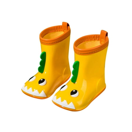 

Toddler Boys Girls Rain Boots Cartoon Rubber Sole Rain Boots Anti-Slip Children s Water Shoes (Cute Dinosaur Teeth Design)