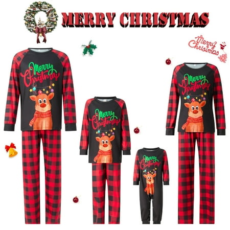 Merry Christmas Family Matching Pajamas Sets Elk Plaid Print Tops Pants Xmas Holiday Sleepwear Loungewear Jammies Pjs Outfit
Merry Christmas Family Matching Pajamas Sets Elk Plaid Print Tops Pants Xmas Holiday Sleepwear Loungewear Jammies Pjs Outfit