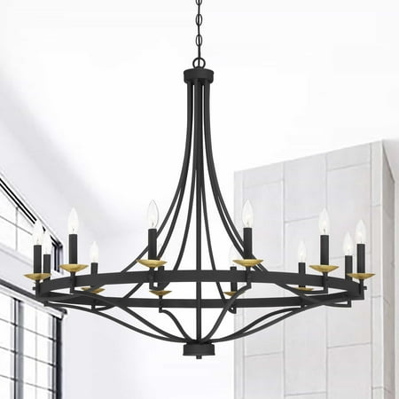 ACROMA 12 Light 40In Modern Farmhouse Wagon Wheel Chandelier-UL - N/A Aged Zinc & Satin Brass
ACROMA 12 Light 40In Modern Farmhouse Wagon Wheel Chandelier-UL - N/A Aged Zinc & Satin Brass
