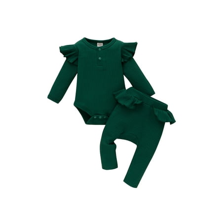Sunisery 2Pcs Newborn Infant Baby Girl Fall Solid Outfits Fly Long Sleeve Tops Romper+Pants Clothes Green 0-3 Months
Sunisery 2Pcs Newborn Infant Baby Girl Fall Solid Outfits Fly Long Sleeve Tops Romper+Pants Clothes Green 0-3 Months