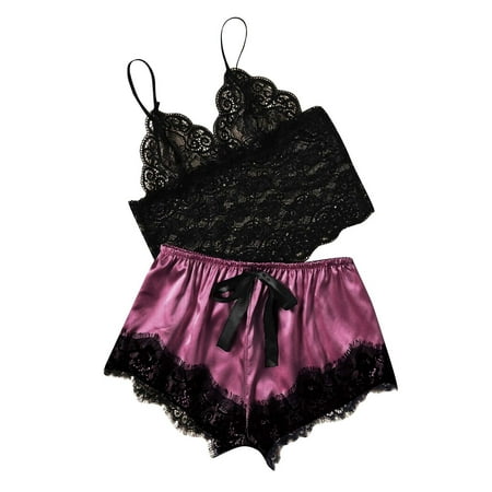 Rewenti Women Lace Satin Bra Camisole Sling Tops Shorts Pajamas Two Piece Set Black 12(XXL)
Rewenti Women Lace Satin Bra Camisole Sling Tops Shorts Pajamas Two Piece Set Black 12(XXL)