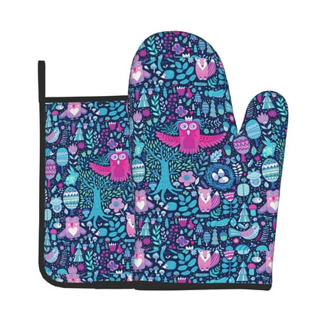 Oven Gloves Hot Pads For Kitchen Decor Pink Owl Printing Heat Resistant 2pcs For Cooking Baking Bbq 
Oven Gloves Hot Pads For Kitchen Decor Pink Owl Printing Heat Resistant 2pcs For Cooking Baking Bbq