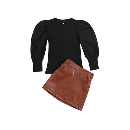 Livingsenburg Toddler Baby Girls Black Puff Sleeve Knitted Shirt Tops PU Leather A-Line Skirt Outfits Sets
Livingsenburg Toddler Baby Girls Black Puff Sleeve Knitted Shirt Tops PU Leather A-Line Skirt Outfits Sets