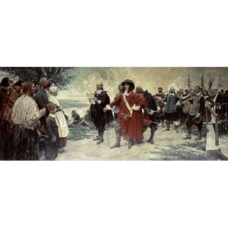 Capt Philip Carteret Landing In New Jersey Canvas Art - Unknown (10 x 20)