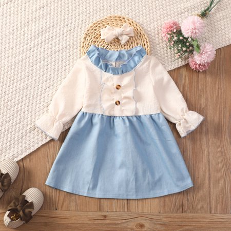 KONBECA Toddler Girl Outfits Princess Dresses Baby Girls Lace Neckline Stitching Denim Skirt Button Decoration Casual Dress Cotton Dresses White (3-6 Months)
KONBECA Toddler Girl Outfits Princess Dresses Baby Girls Lace Neckline Stitching Denim Skirt Button Decoration Casual Dress Cotton Dresses White (3-6 Months)
